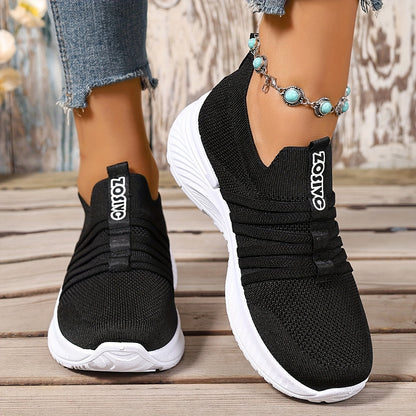 Damen Slip-On Freizeitschuhe mit Streifen – Bequeme Alltagssneaker für Freizeit & Spaziergänge