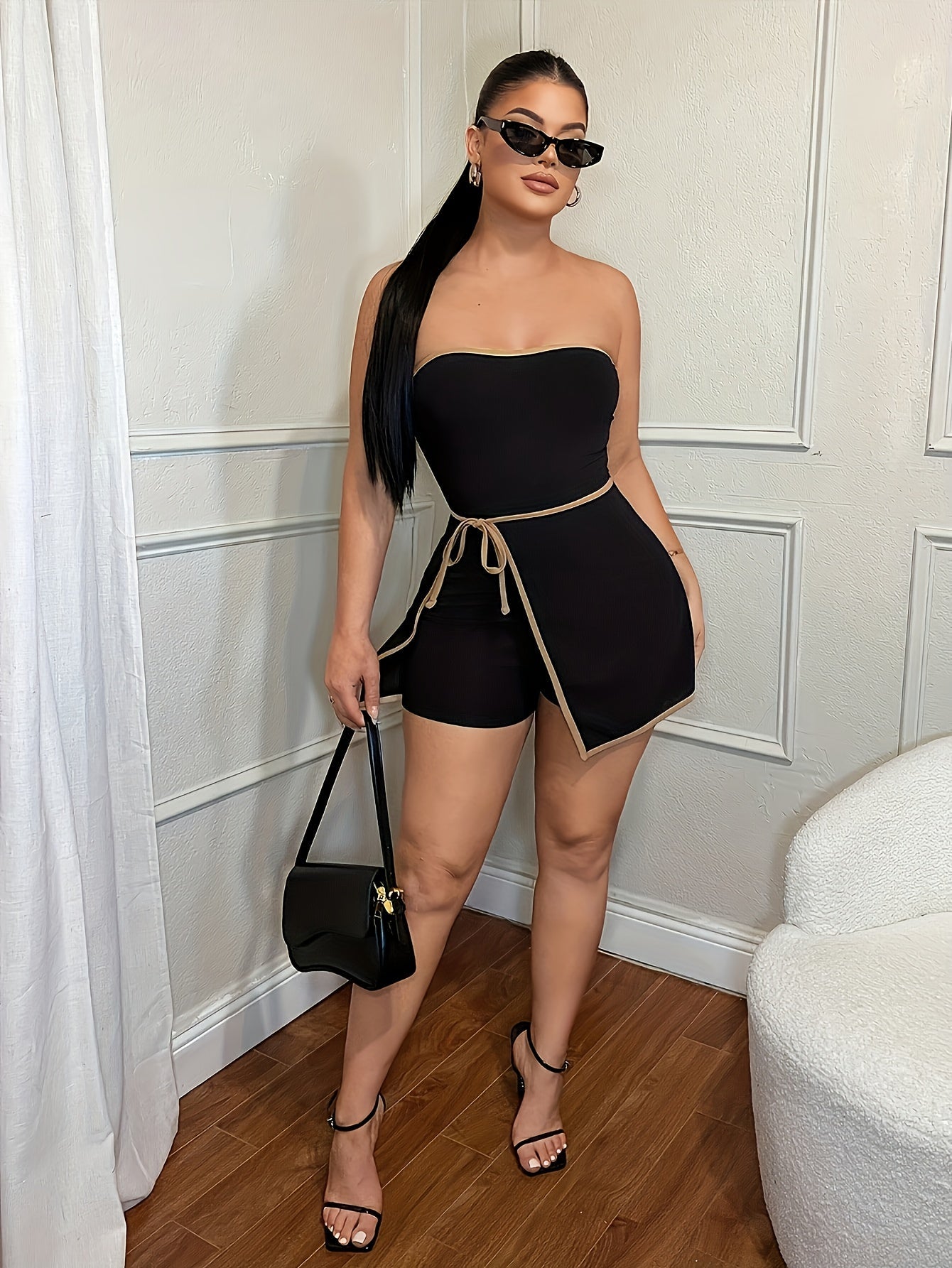 Damen Jumpsuit Bandeau Stil Elegant für Abend und Party
