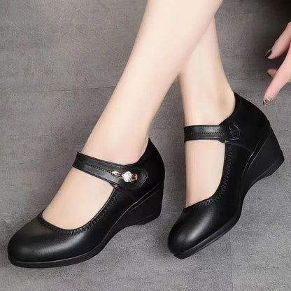Damen Mary Jane Keilabsatz Schuhe mit Riemen