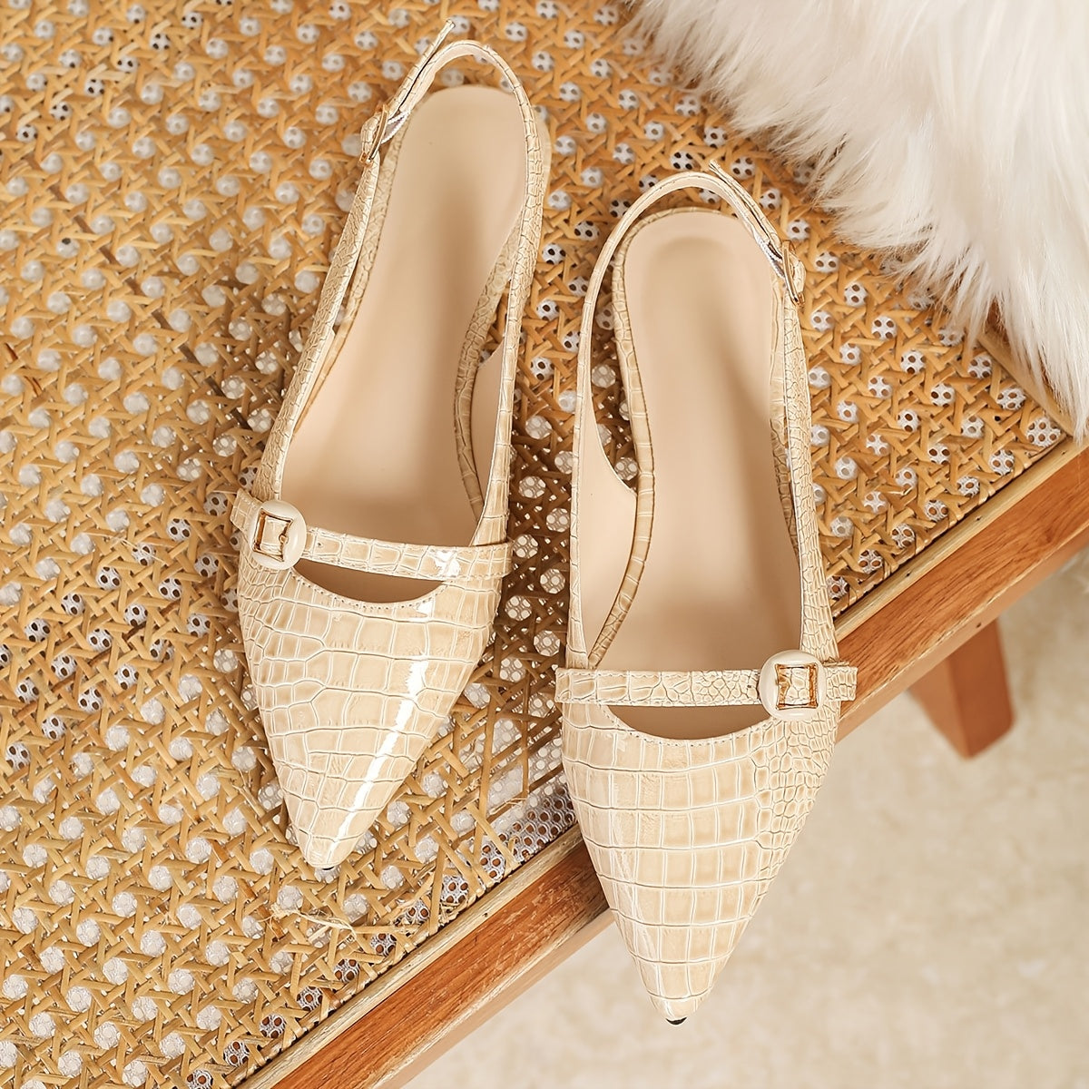 Damen Slingback Ballerinas mit spitzer Kappe und Riemen – Elegante Business- und Freizeitschuhe