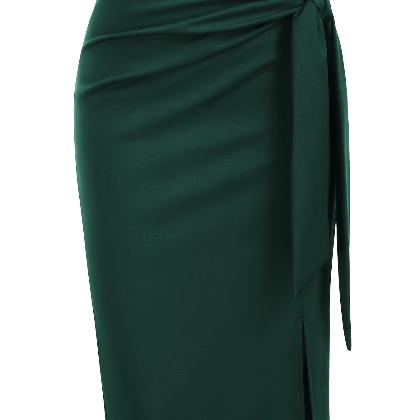 Damen Eleganter Midirock mit Knoten-Detail und Schlitz – Perfekt für Büro & Ausgehen
