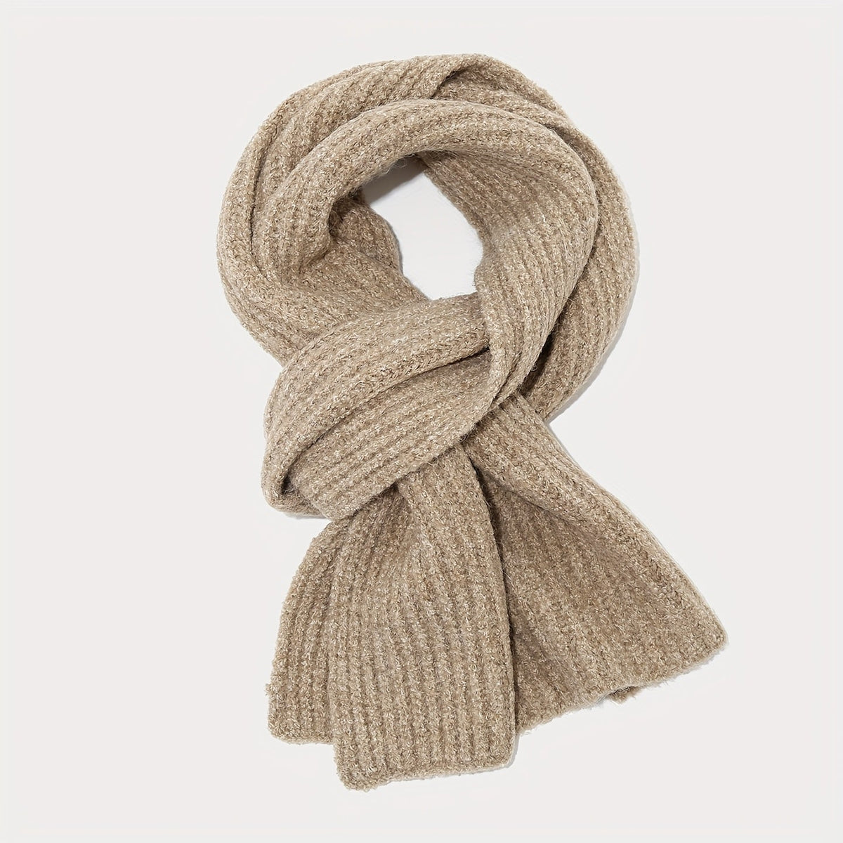Geripptes Strickmützen-Schal-Handschuh-Set, Winter Accessoire Set in Uni-Farben
