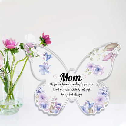 Schmetterling Deko Geschenk für Mutter – Vintage Acryl Tischdekoration mit Blumen – Muttertag, Dankeschön, Wertschätzung