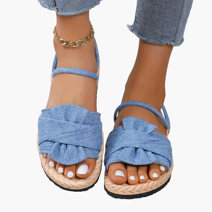 Damen Sommer Sandalen mit Schleife und Knöchelriemen – Bequeme Freizeitschuhe für Alltag und Urlaub