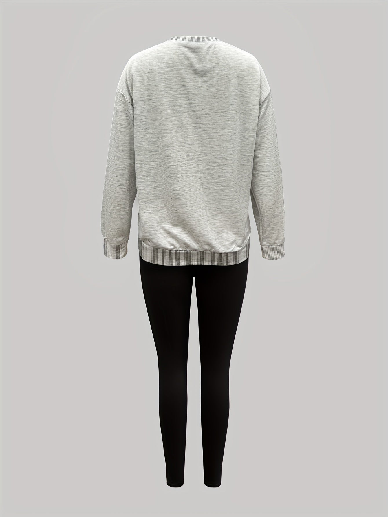 Damen Sweatshirt & Leggings Set mit Pfotenabdruck-Print, Langarm Oberteil und Hose
