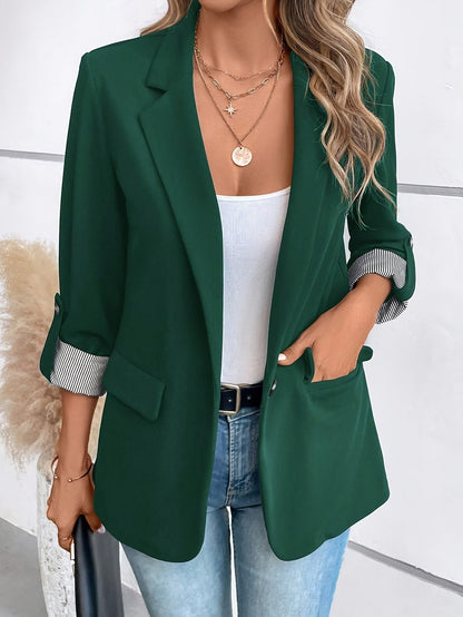 Damen Blazer Elegant Business Freizeit Sakko mit Krempelärmeln – Stilvoll für Büro und Alltag