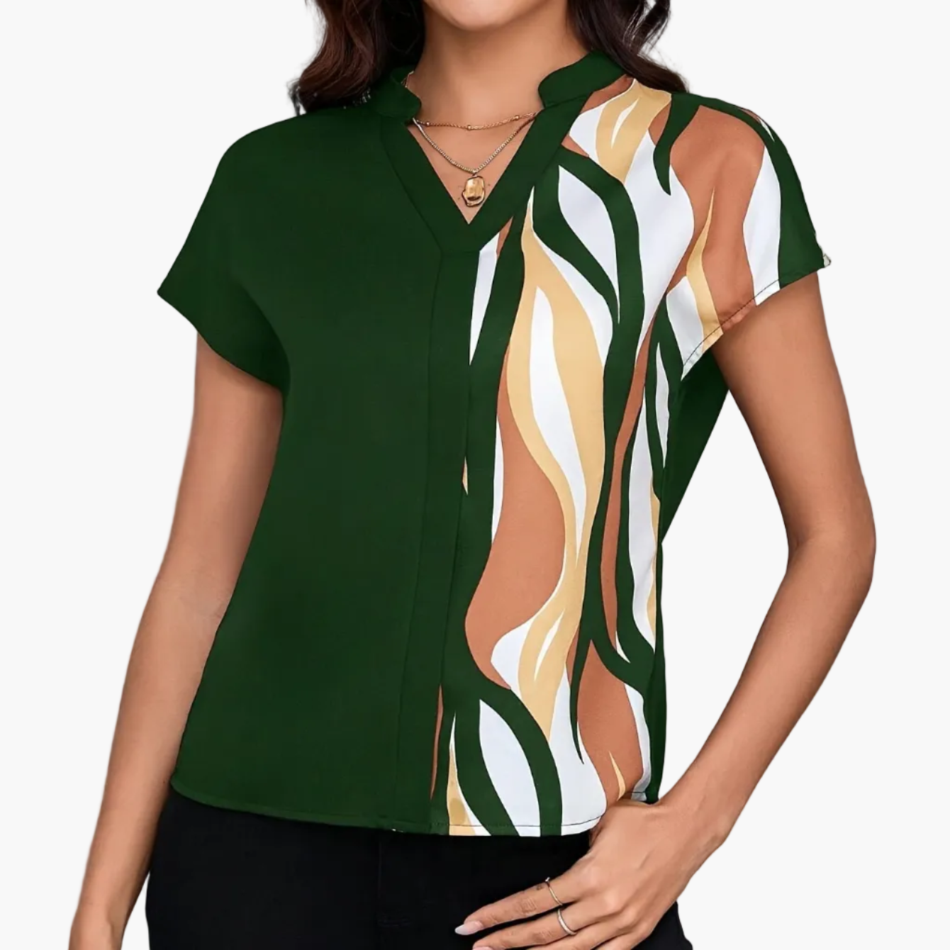 Damen Elegante Bluse mit Modernem Print für Büro und Alltag