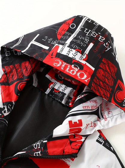 Kapuzenjacke mit auffälligem Buchstaben-Print für Herren und Damen