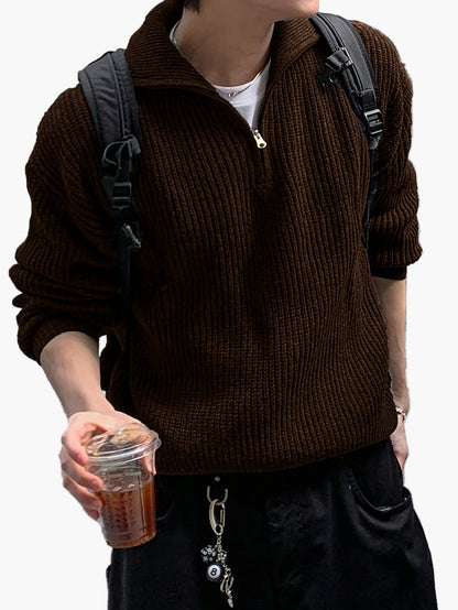 Herren Strickpullover mit Reißverschluss – Lässiger Freizeitstil für Frühling & Herbst