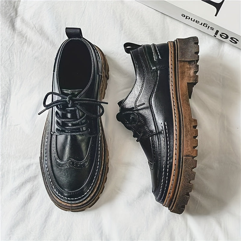 Herren Vintage Brogue Schnürschuhe – Elegante Alltagsschuhe mit Profilsohle