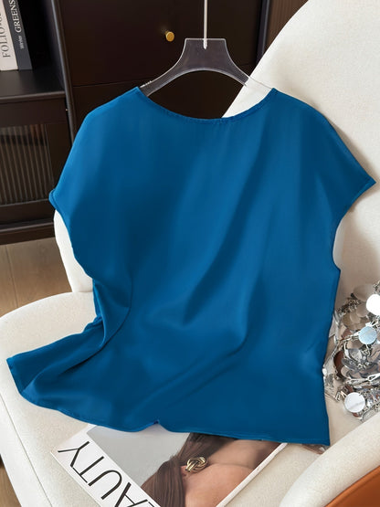 Damen-Bluse mit Raffdetails und modernem Schnitt – Elegante Kurzarm-Oberbekleidung für Büro und Freizeit