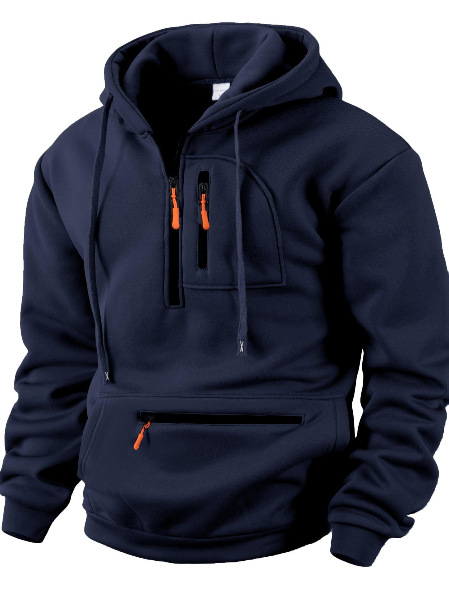 Herren Hoodie mit Reißverschluss, Kängurutasche und Kapuze