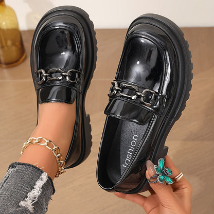 Damen Loafer mit Kettendetail – Elegante Slip-On Halbschuhe für Alltag und Büro