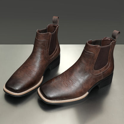 Herren Stiefeletten quadratische Zehenpartie mit Ziernähten Chelsea Boots