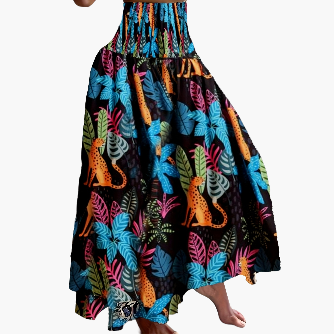 Damen Maxirock mit tropischem Print – Eleganter Boho-Stil für Sommer und Urlaub