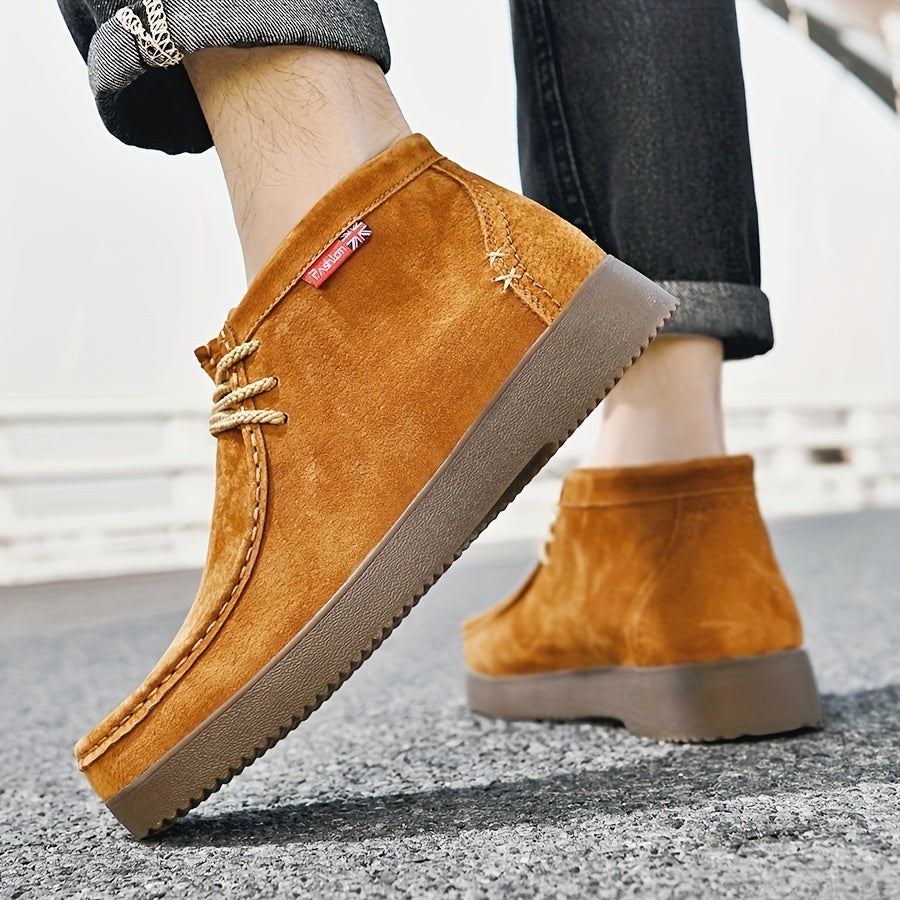 Herren Chukka Stiefel Wildleder-Optik Schnürschuhe Bequeme Stiefeletten Flache Sohle