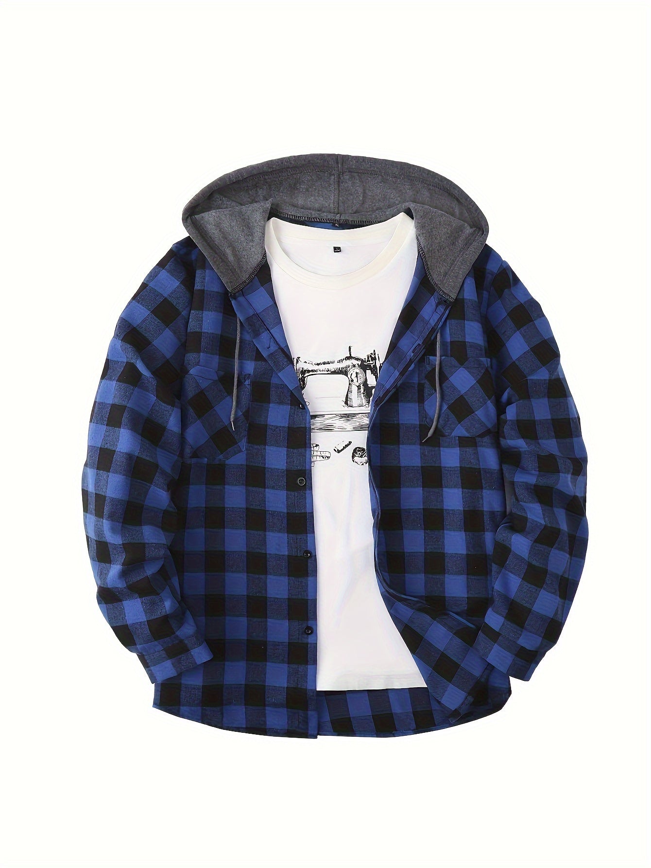 Herren Karo-Hemdjacke mit Kapuze – Lässige Streetwear für Alltag und Freizeit