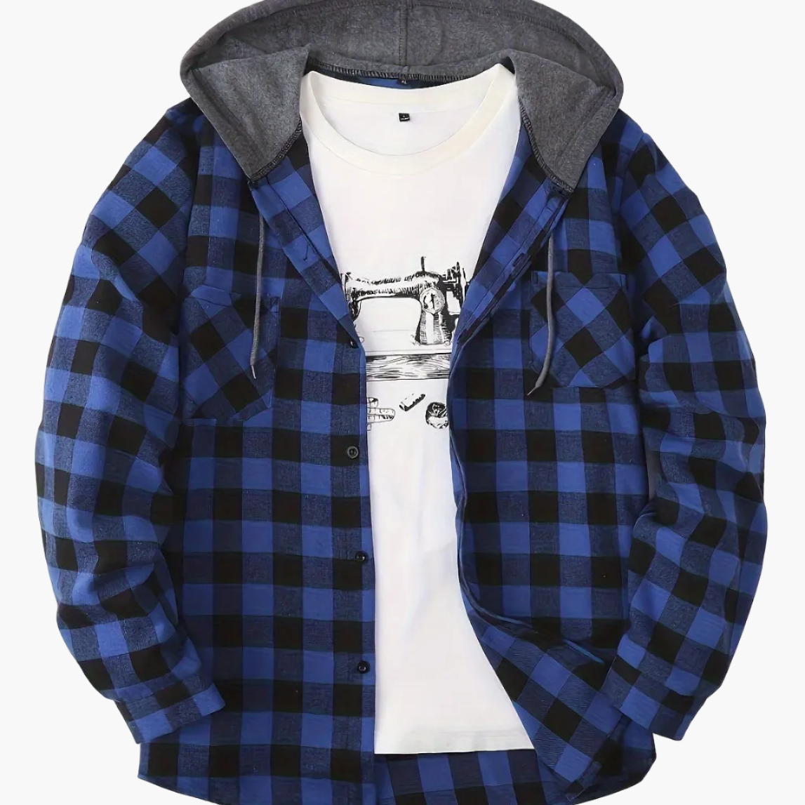 Herren Karo-Hemdjacke mit Kapuze – Lässige Streetwear für Alltag und Freizeit