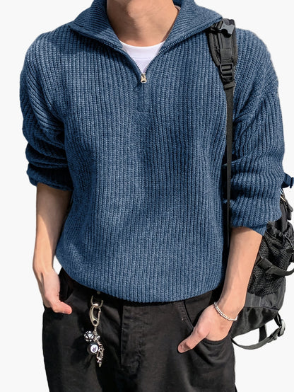 Herren Strickpullover mit Reißverschluss – Lässiger Freizeitstil für Frühling & Herbst
