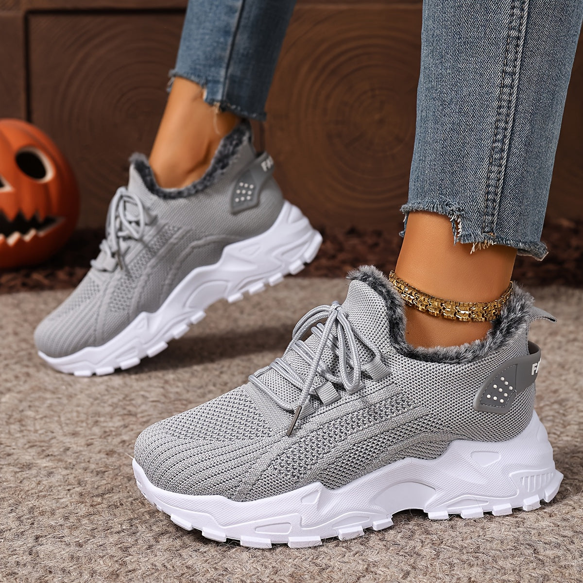 Damen Sneaker Rot mit Schnürung & Plüschfutter | Winter Sport Freizeit Schuhe