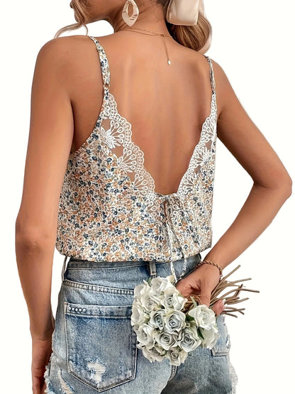 Damen Sommer-Top mit Blumenmuster, Elegantes Spaghettiträger-Camisole für Freizeit und Alltag