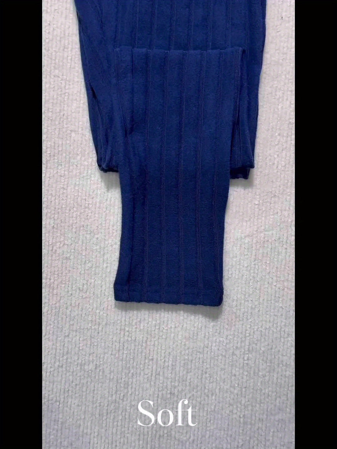 Damen Rippstrick Hose mit Kordelzug und weitem Bein