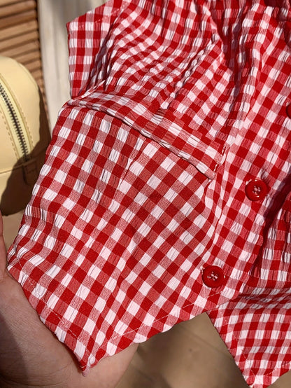 Damen Karierte Weste im Vintage-Stil – Eleganter Sommer Look für Freizeit & Alltag