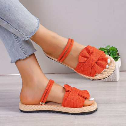 Damen Sommer Sandalen mit Schleife und Knöchelriemen – Bequeme Freizeitschuhe für Alltag und Urlaub