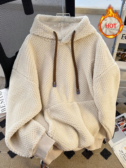 Teddy-Fleece Hoodie für Damen mit Kapuze und Kängurutasche, Kuscheliger Oversize Pullover