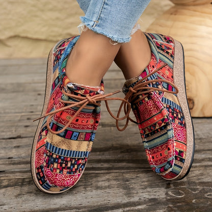 Damen Vintage Freizeitschuhe im Boho-Stil – Bequeme bunte Mokassins für Alltag und Reisen
