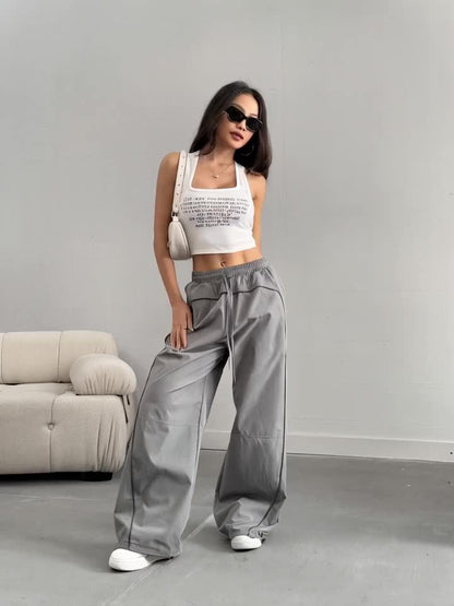 Damen Weite Streetstyle Jogginghose mit Kontrastpaspeln – Urban Relaxed Fit