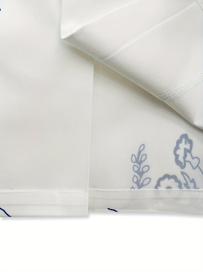 Herren Kurzarm-Resorthemd mit künstlerischem floralen Line-Art-Design – Modernes Freizeitshirt für stilvolle Sommermomente