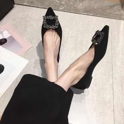 Damen Elegante Spitz-Toe Ballerinas mit Verzierung für festliche Anlässe