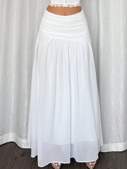Damen Eleganter Maxirock mit Drapierung – Stilvoller Beach-Look für Urlaub & Sommerabende