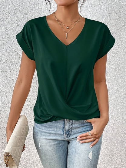 Damen Elegante Wickelbluse mit V-Ausschnitt für Alltag und Büro
