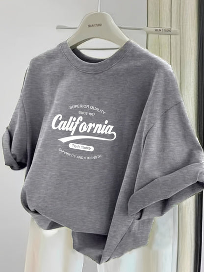 Damen Oversize Graphic T-Shirt California Casual Streetwear