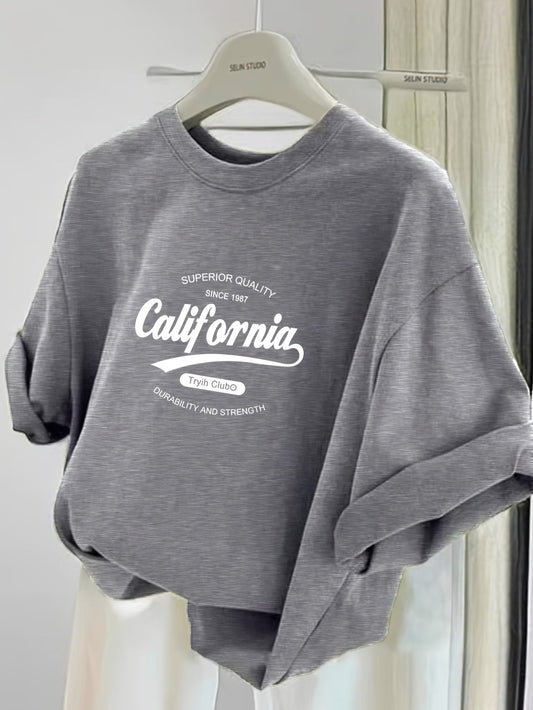 Damen Oversize Graphic T-Shirt California Casual Streetwear