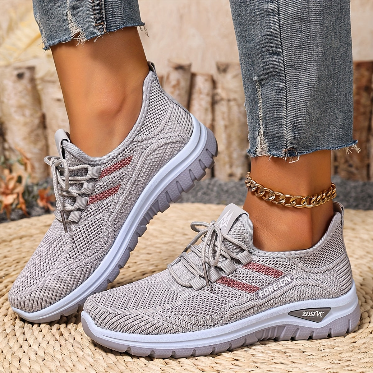 Damen Komfort Freizeit-Sneaker mit modernem Strickdesign und federleichter Sohle – Ideal für Alltag & Sport