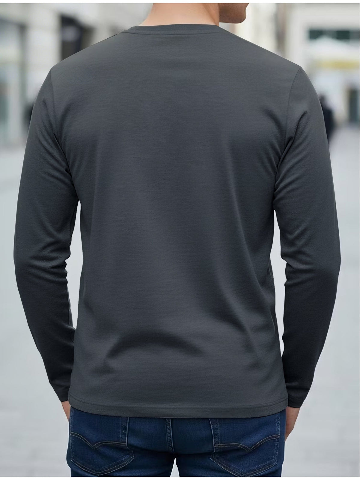 Herren Langarmshirt mit Motiv Rundhalsausschnitt in verschiedenen Farben
