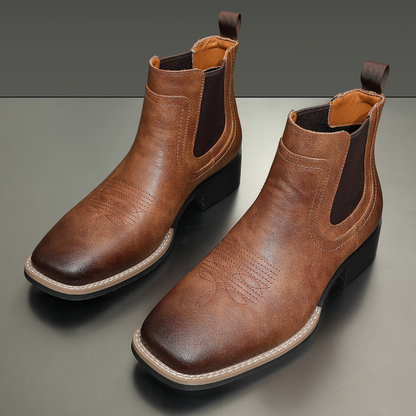Herren Stiefeletten quadratische Zehenpartie mit Ziernähten Chelsea Boots