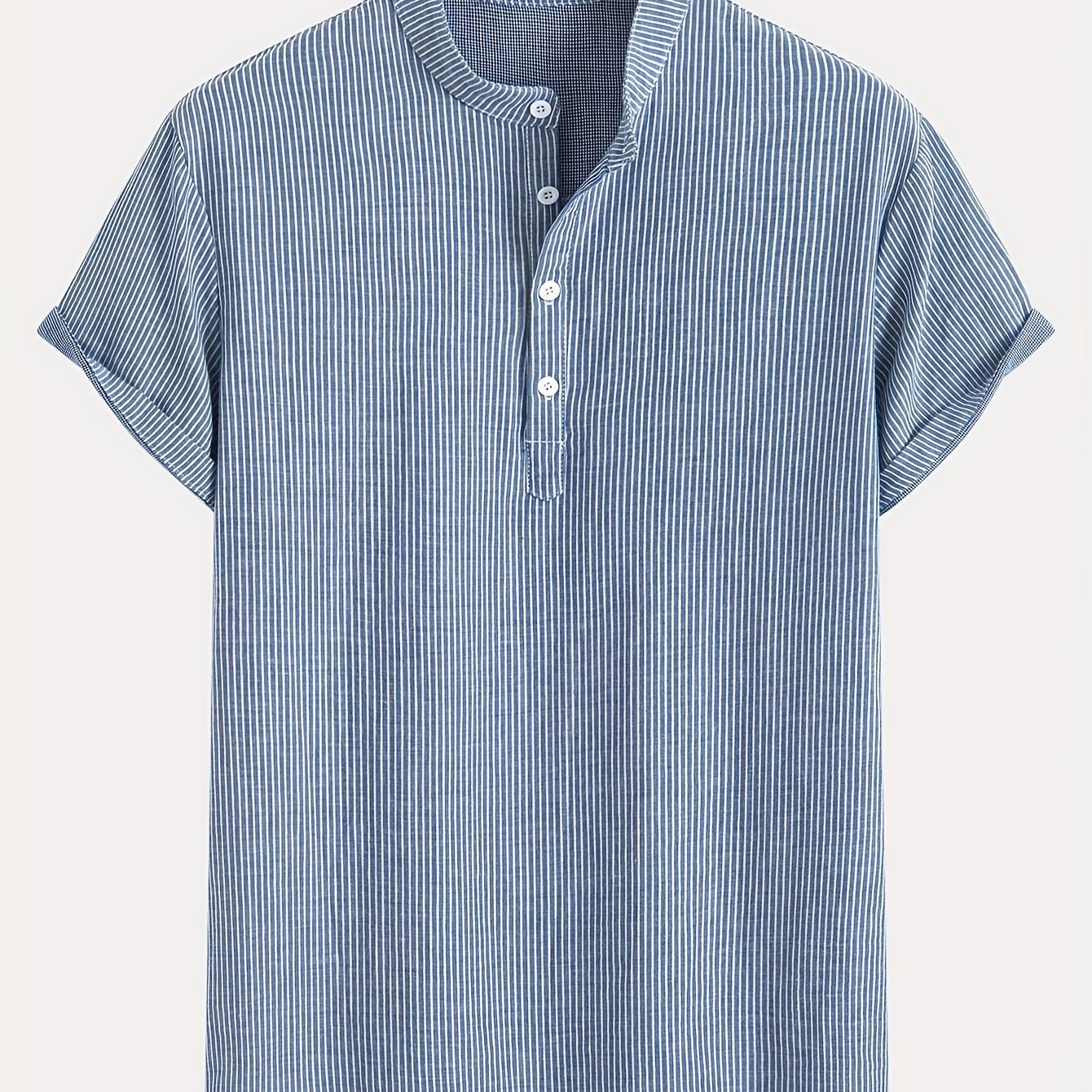 Herren Kurzarm-Henley mit Stehkragen und Streifen – Modernes Freizeitshirt für Alltag und Ausgehen