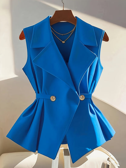 Damen Business Weste Elegant Modern mit Taillengürtel – Stilvolle ärmellose Blazerweste für Büro & Anlassmode