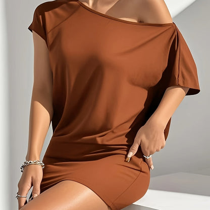 Damen Off-Shoulder Mini Kleid im lässigen Stil für Alltag und Abendausgang