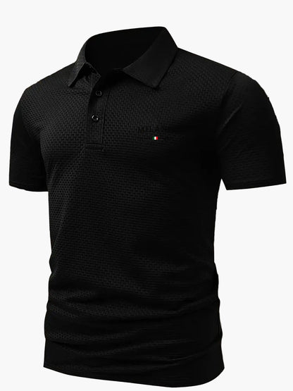 Herren Polo Shirt Casual Stil – Geometrisches Muster, Sommer Freizeit Poloshirt mit Knopfleiste