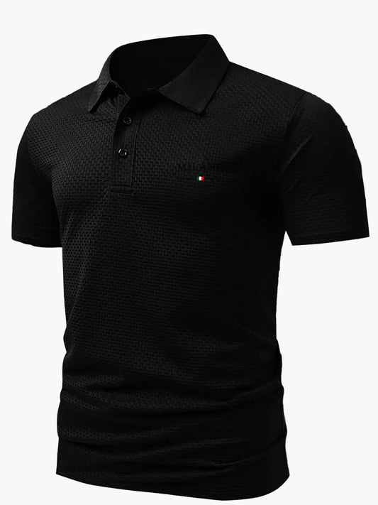 Herren Polo Shirt Casual Stil – Geometrisches Muster, Sommer Freizeit Poloshirt mit Knopfleiste