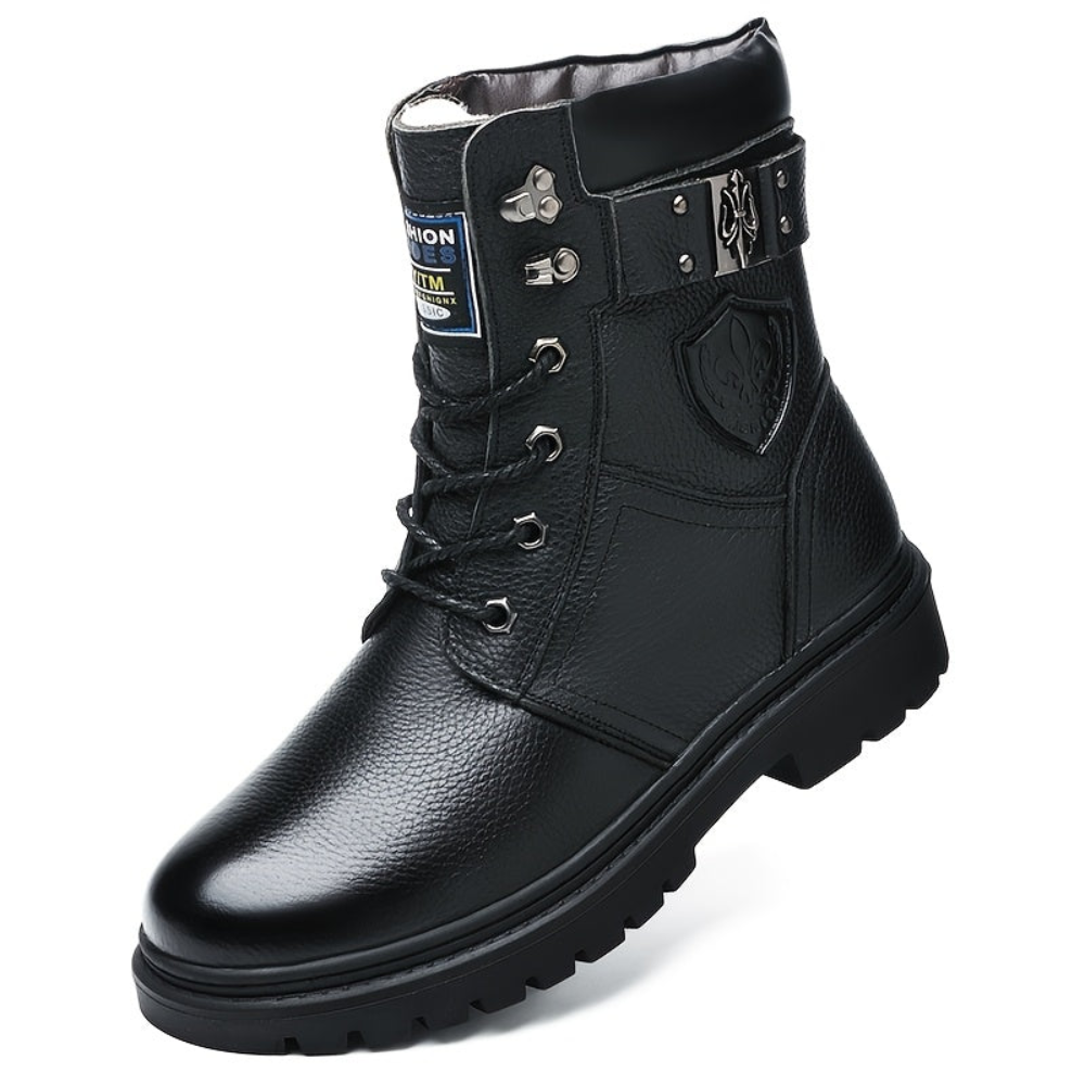 Herren Stiefeletten Schnürstiefel mit Profilsohle – Winterstiefel Schwarz / Braun