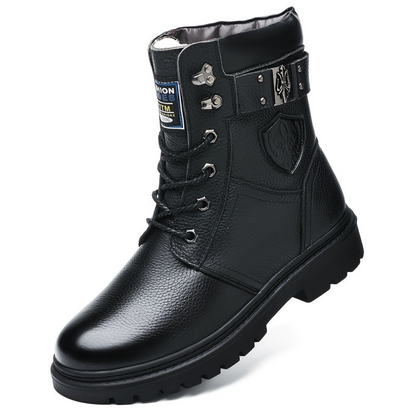 Herren Stiefeletten Schnürstiefel mit Profilsohle – Winterstiefel Schwarz / Braun