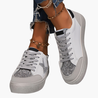 Damen Sneaker mit Glitzerstern – Modische Freizeitschuhe für Alltag & Party