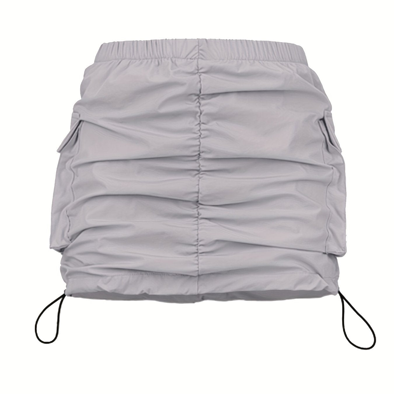 Damen Utility Minirock mit Raffung und Kordelzug – Streetstyle Cargo Skirt