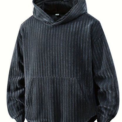 Hoodie mit Kapuze und Kängurutasche – Gerippter Strukturstoff